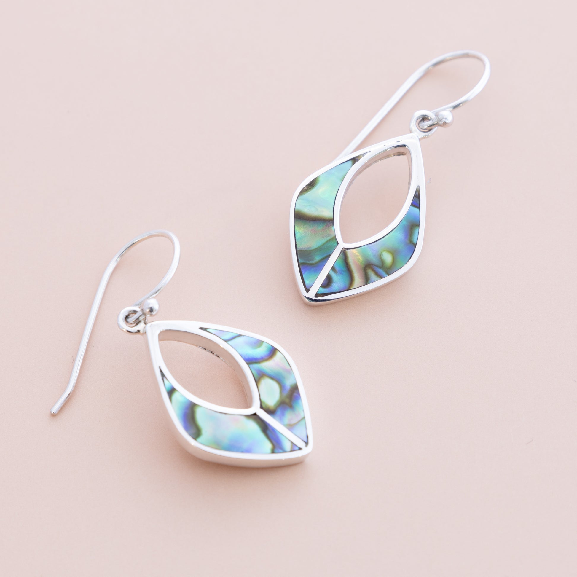 Sterling Silver Paua Shell Abstract Earrings - The Silver Alchemist