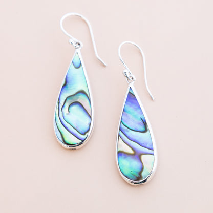 Sterling Silver Paua Shell Drop Earrings - The Silver Alchemist