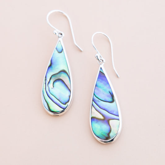 Sterling Silver Paua Shell Drop Earrings - The Silver Alchemist