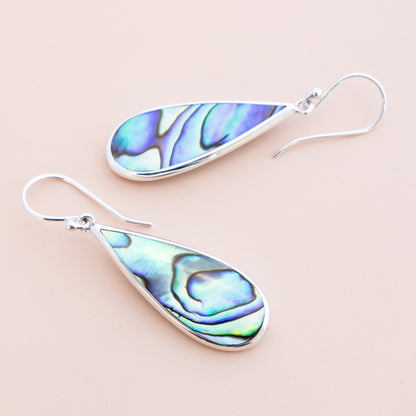 Sterling Silver Paua Shell Drop Earrings - The Silver Alchemist