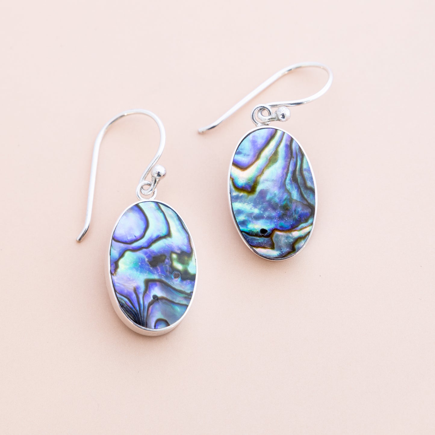 Sterling Silver Oval Paua Shell Earrings - The Silver Alchemist