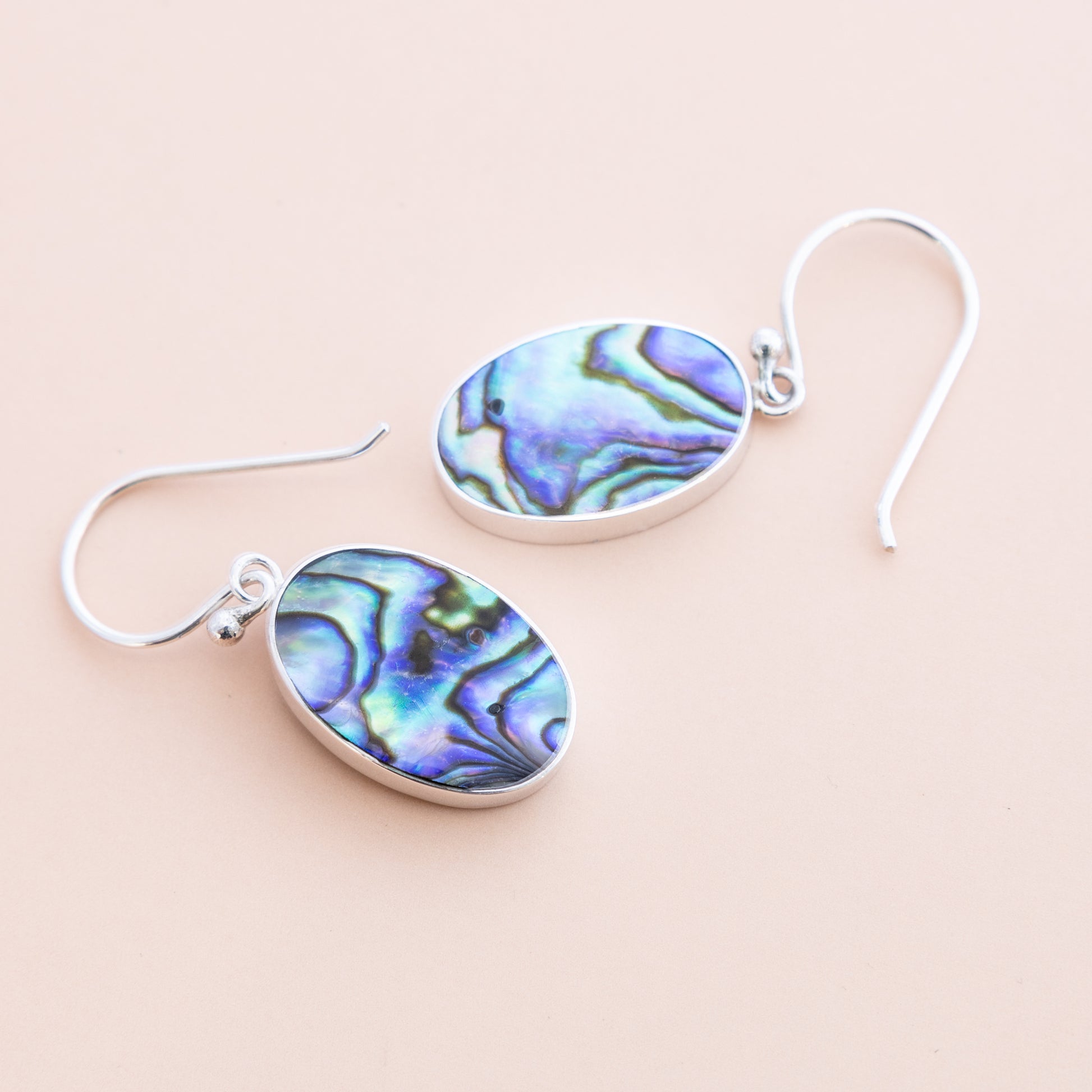 Sterling Silver Oval Paua Shell Earrings - The Silver Alchemist