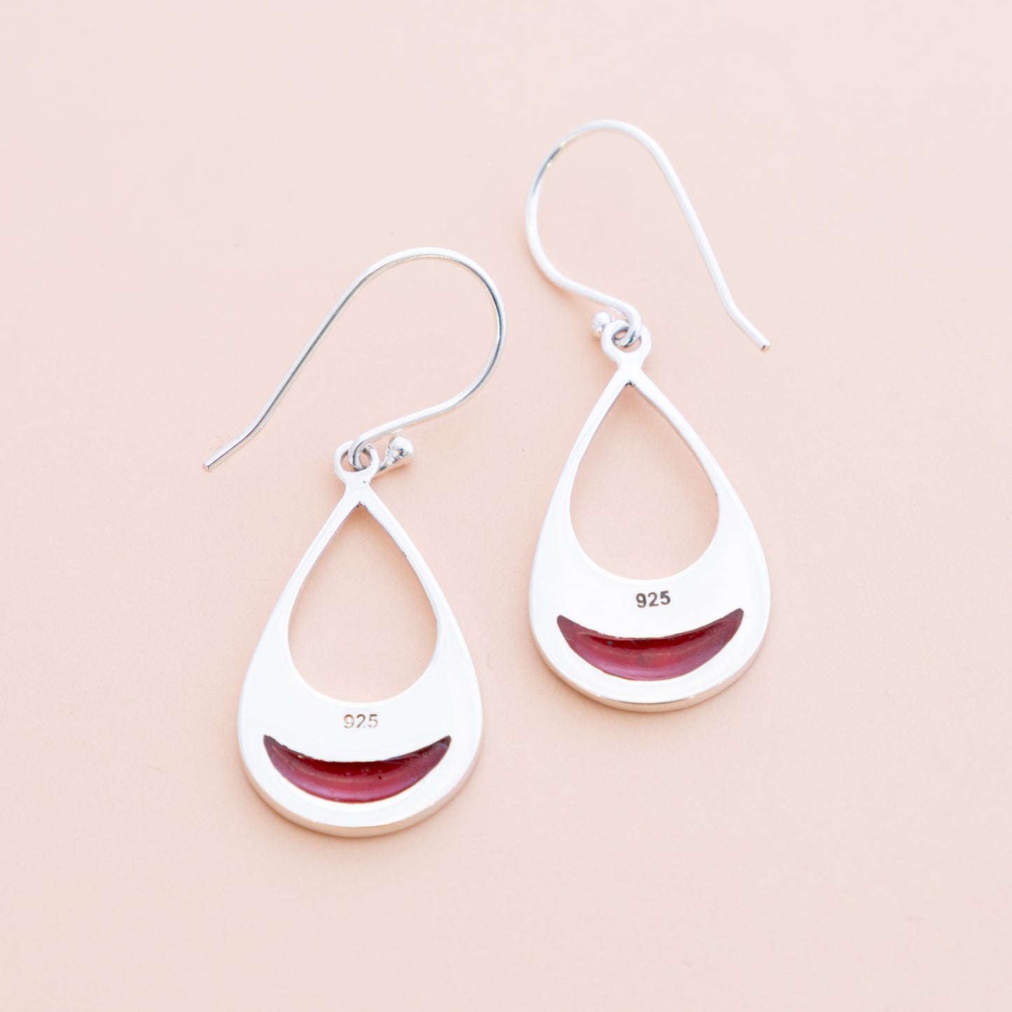 Red Coral Water Drop Earrings