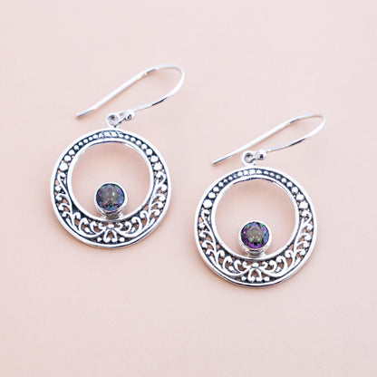 Sterling Silver Mystic Topaz Filigree Earrings - The Silver Alchemist