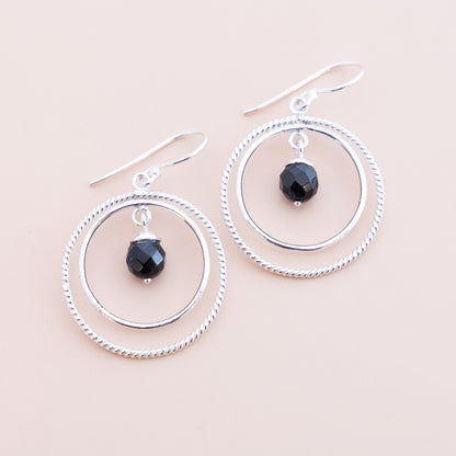 Sterling Silver Black Double Hoop
Earrings - The Silver Alchemist