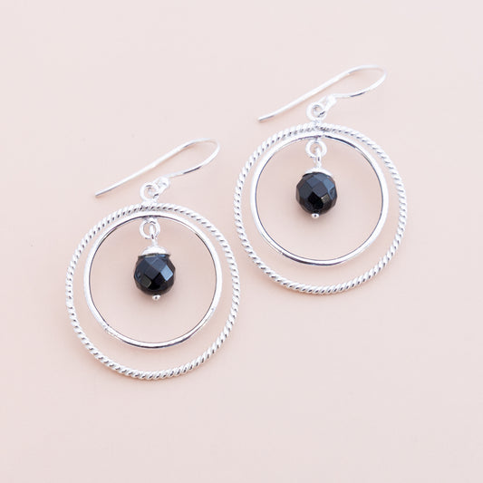 Sterling Silver Black Double Hoop
Earrings - The Silver Alchemist