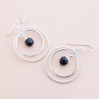 Sterling Silver Black Double Hoop
Earrings - The Silver Alchemist