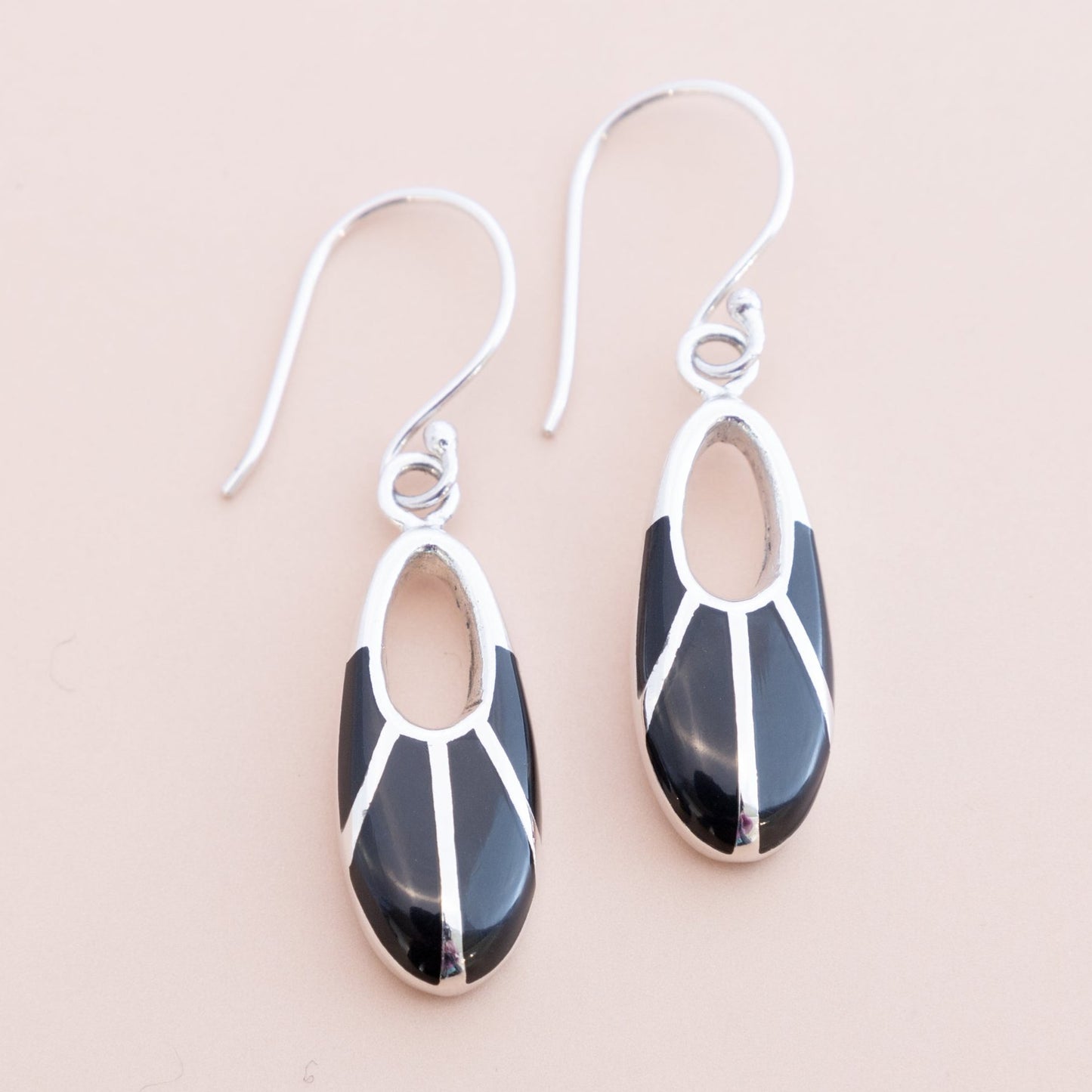 Sterling Silver Black Onyx Segmented
Earrings - The Silver Alchemist