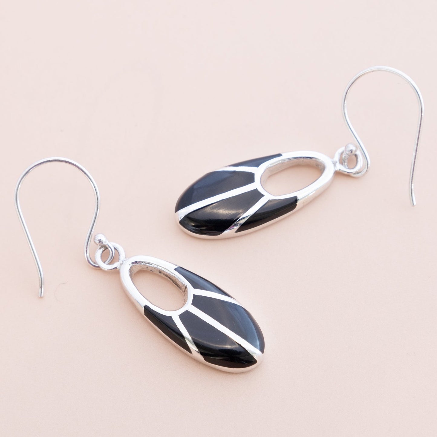 Sterling Silver Black Onyx Segmented
Earrings - The Silver Alchemist