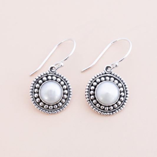 Sterling Silver Dotted Freshwater Pearl Earrings - The Silver Alchemist