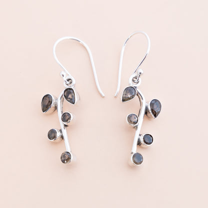 Sterling Silver Smoky Quartz Leaf Earrings - The Silver Alchemist