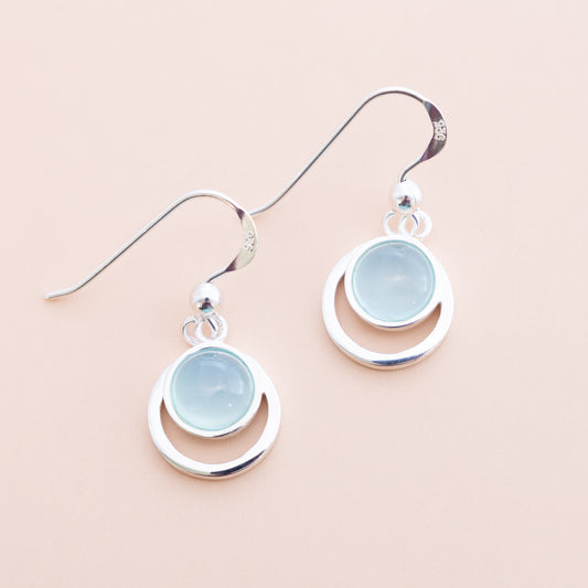 Sterling Silver Light Blue Chalcedony  Earrings - The Silver Alchemist