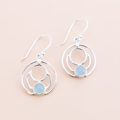 Sterling Silver Spiralling Blue Chalcedony Earrings - The Silver Alchemist