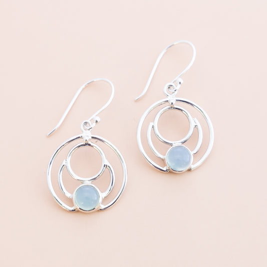 Sterling Silver Spiralling Blue Chalcedony Earrings - The Silver Alchemist