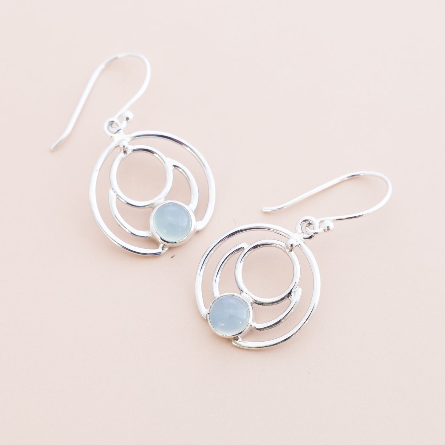 Sterling Silver Spiralling Blue Chalcedony Earrings - The Silver Alchemist