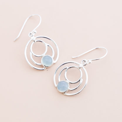 Sterling Silver Spiralling Blue Chalcedony Earrings - The Silver Alchemist