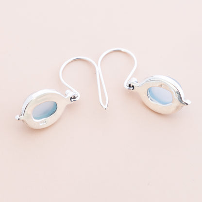 LAST PAIR - Blue Chalcedony Dangle Earrings