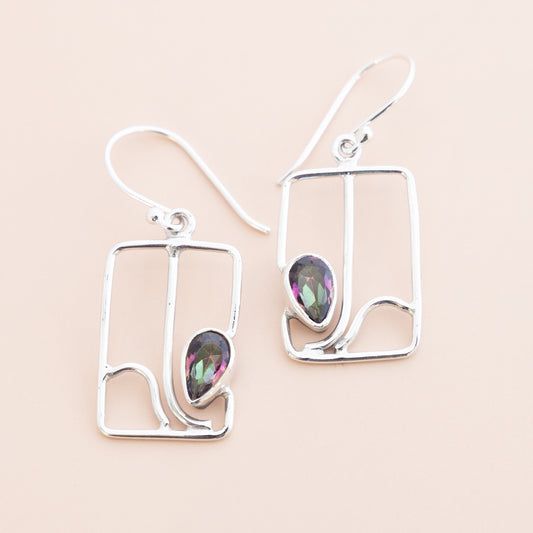 Sterling Silver Mystic Topaz Abstract Earrings - The Silver Alchemist