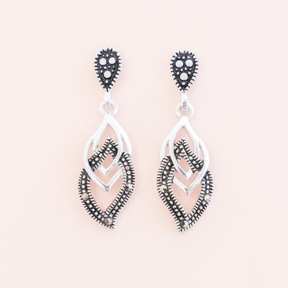 LAST PAIR - Elegant Marcasite Dangle Studs