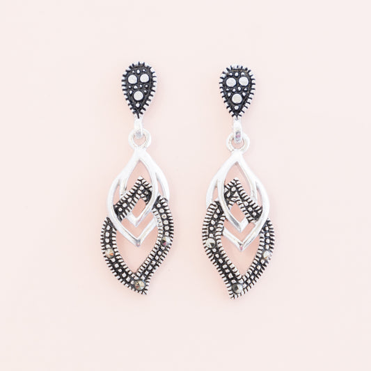 LAST PAIR - Elegant Marcasite Dangle Studs