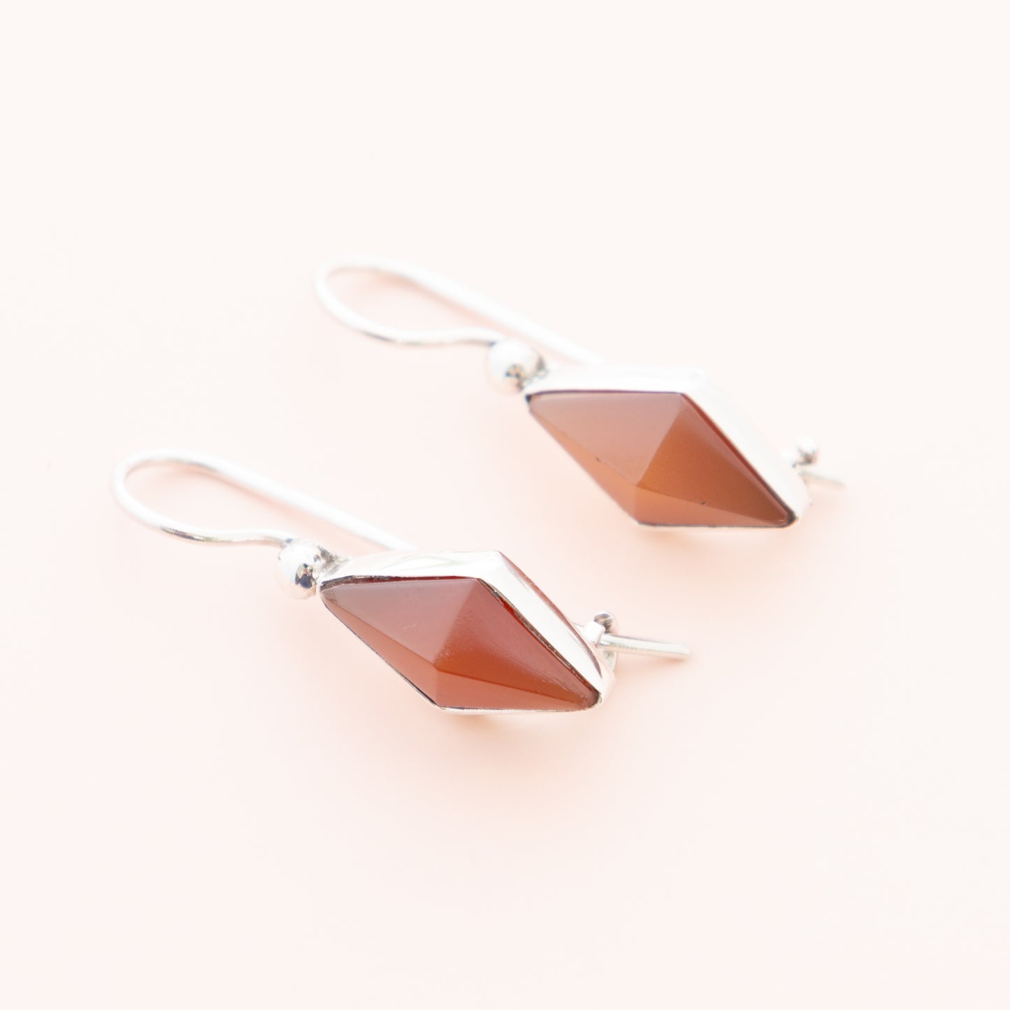 LAST PAIR - Pyramid Cut Carnelian Earrings