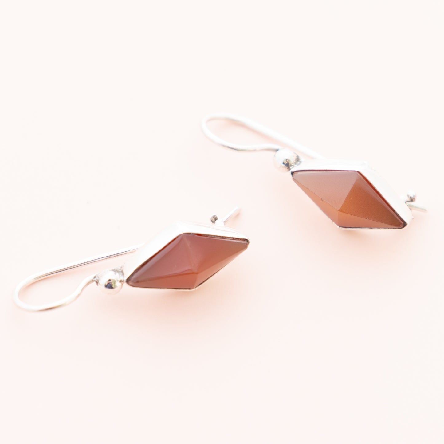 LAST PAIR - Pyramid Cut Carnelian Earrings