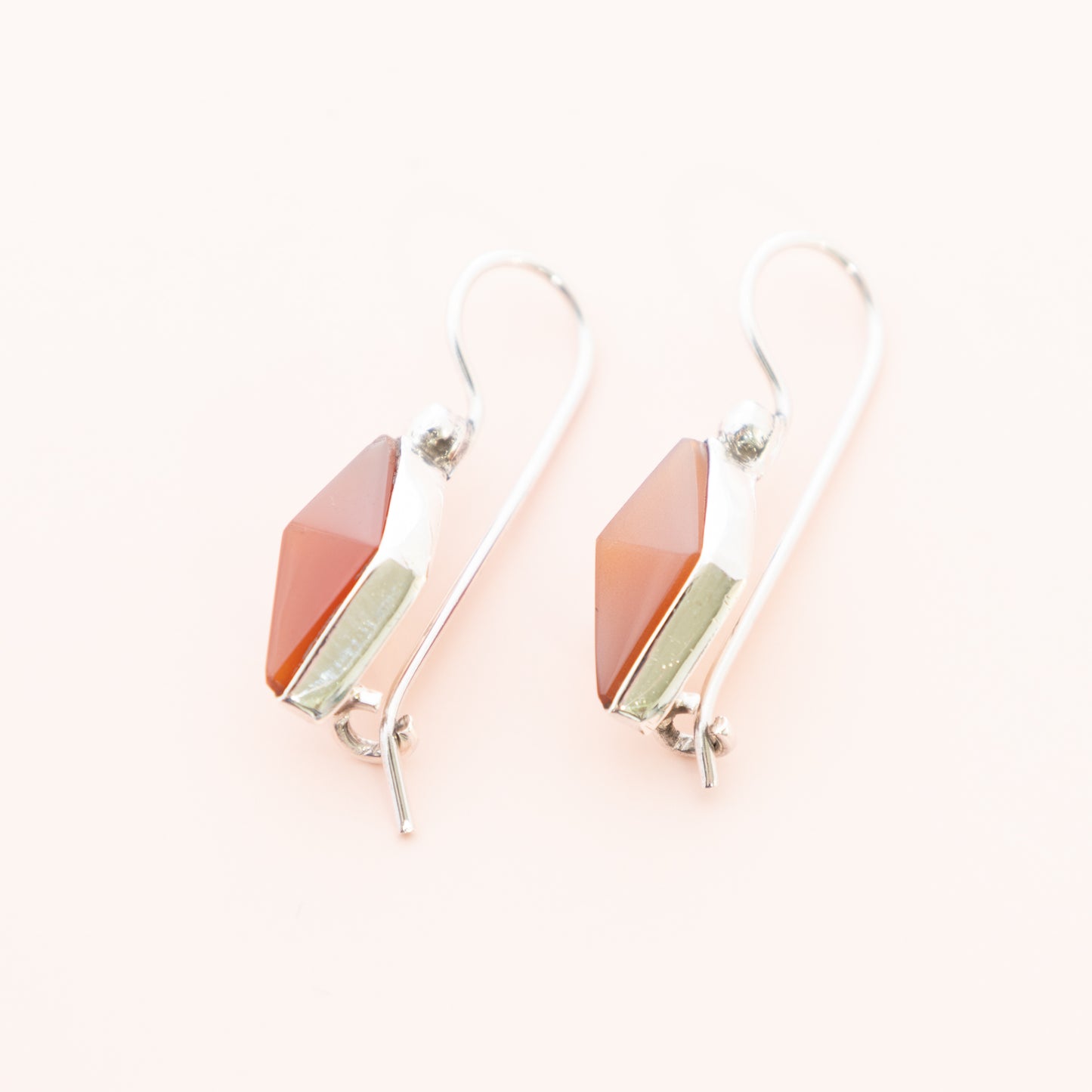 LAST PAIR - Pyramid Cut Carnelian Earrings