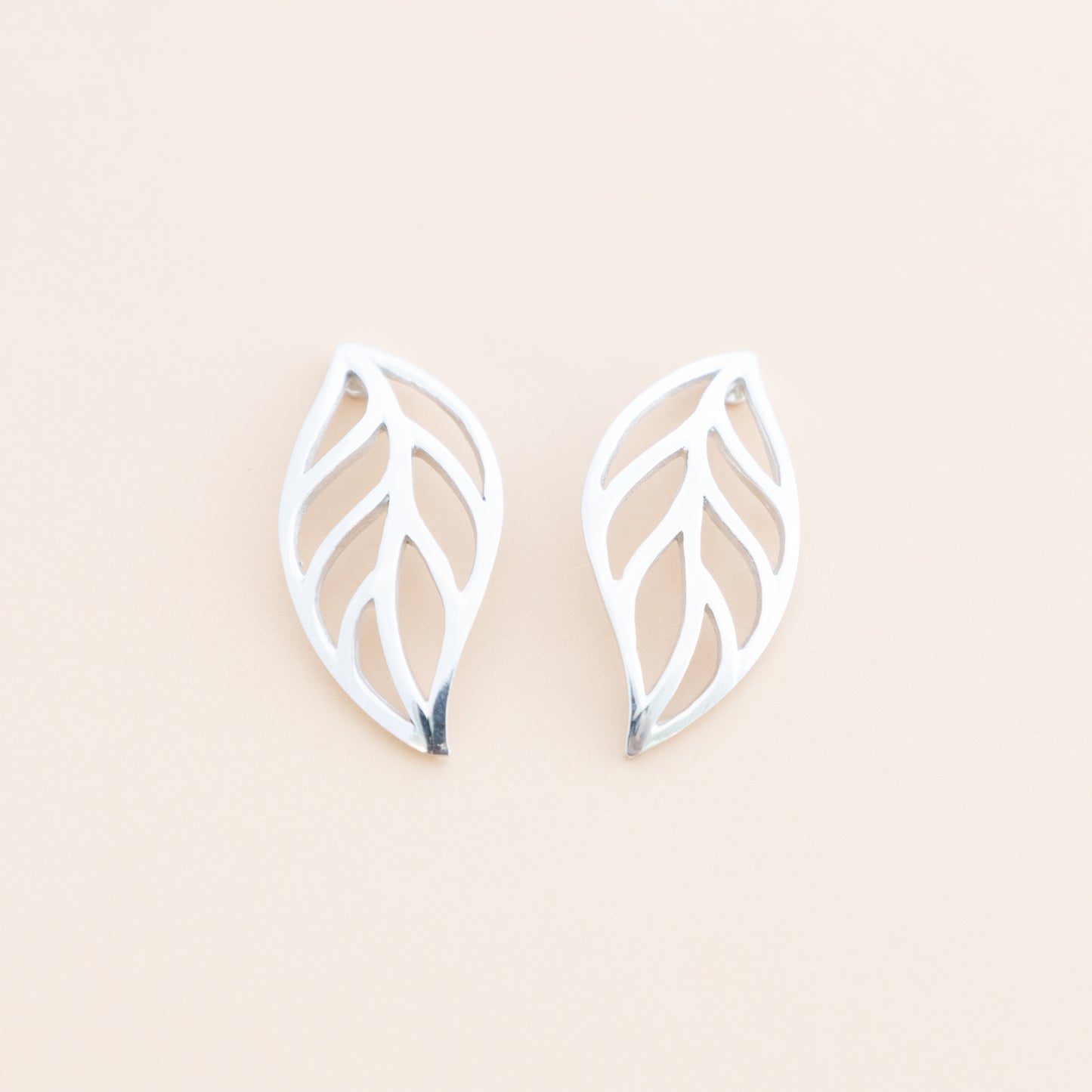 LAST PAIR - Silver Leaf Studs