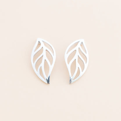 LAST PAIR - Silver Leaf Studs