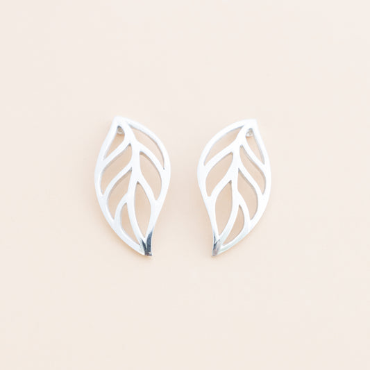 LAST PAIR - Silver Leaf Studs