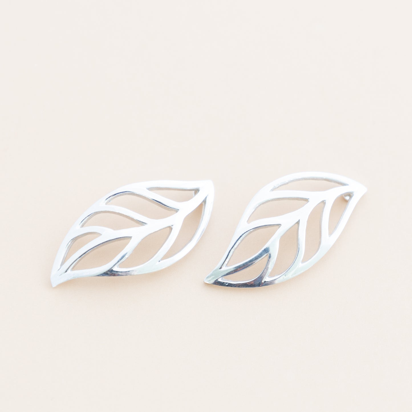 LAST PAIR - Silver Leaf Studs