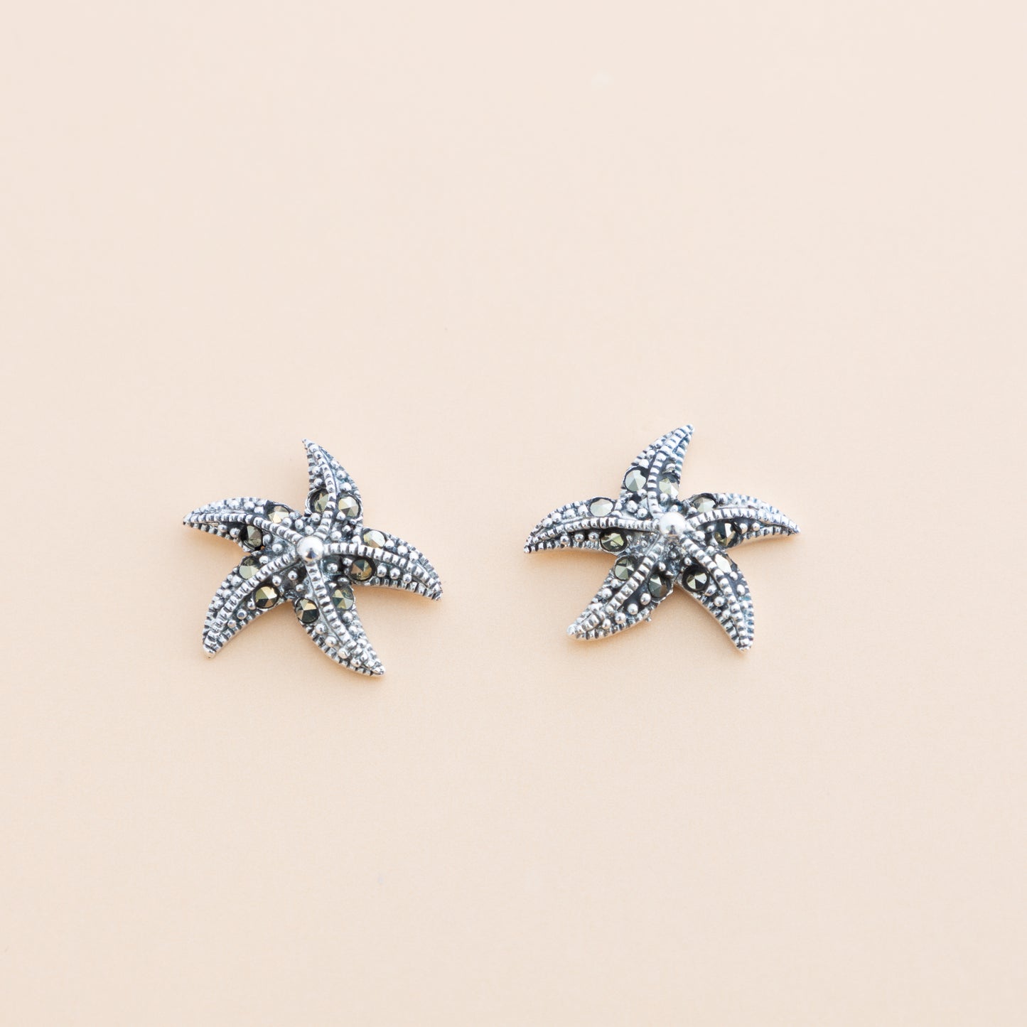 LAST PAIR - Starfish Marcasite Silver Studs