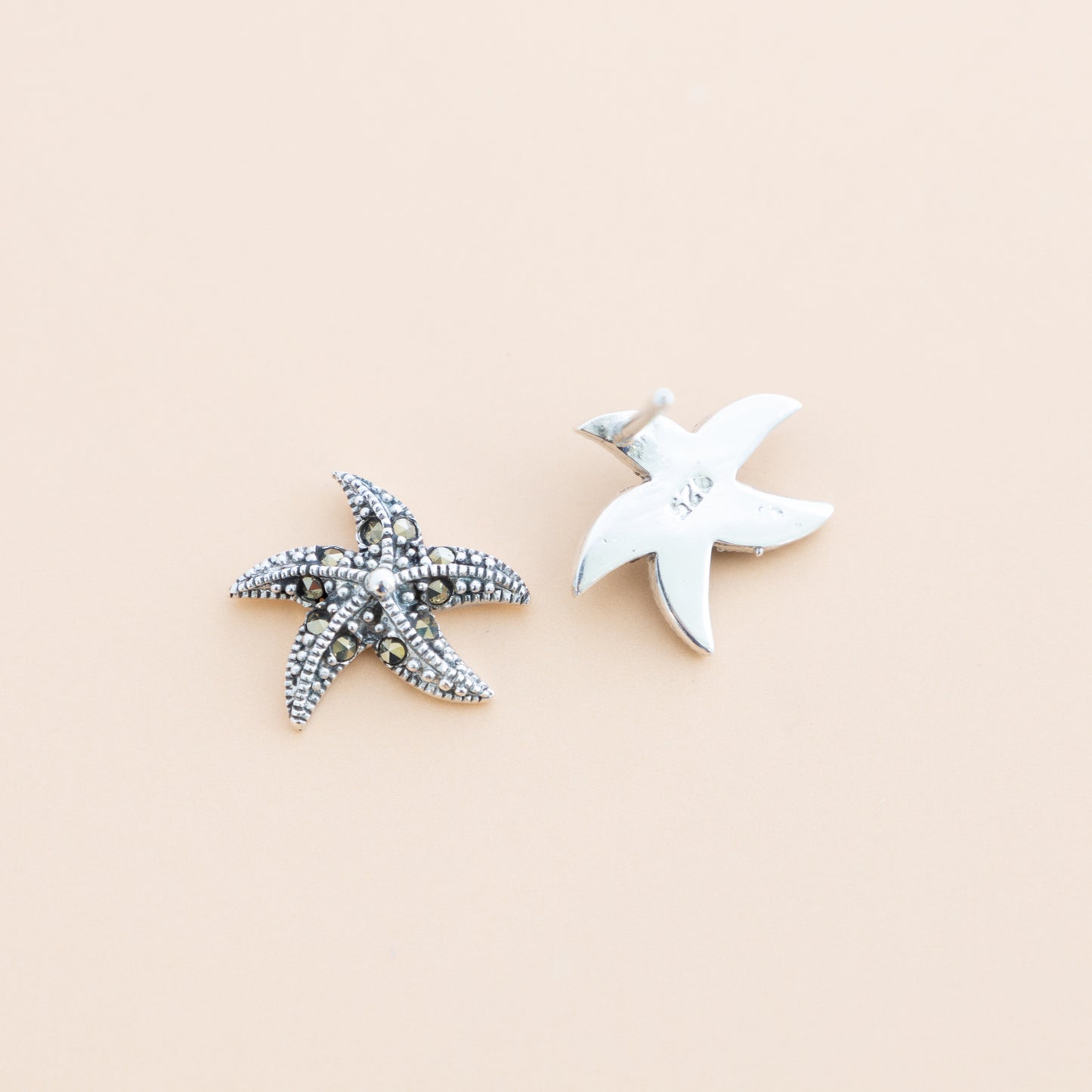 LAST PAIR - Starfish Marcasite Silver Studs