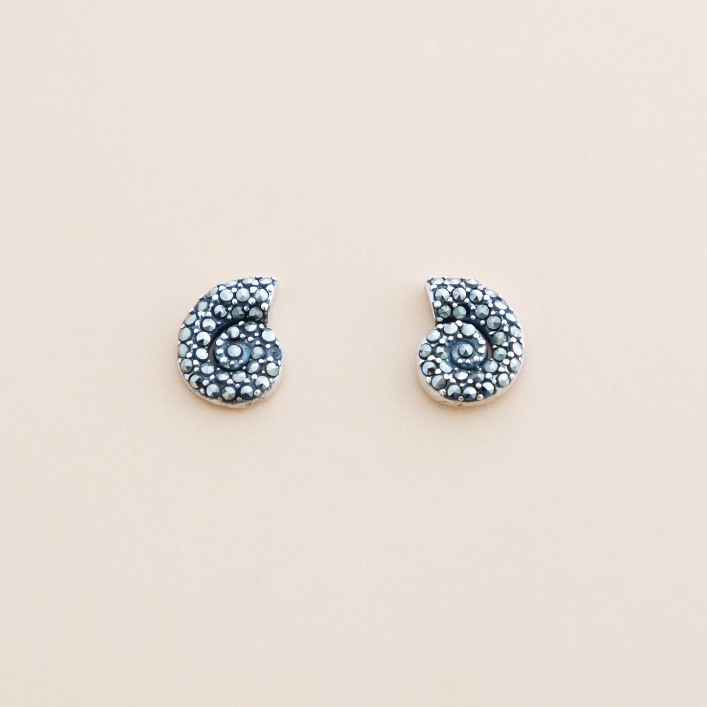 LAST PAIR - Snail Marcasite Studs