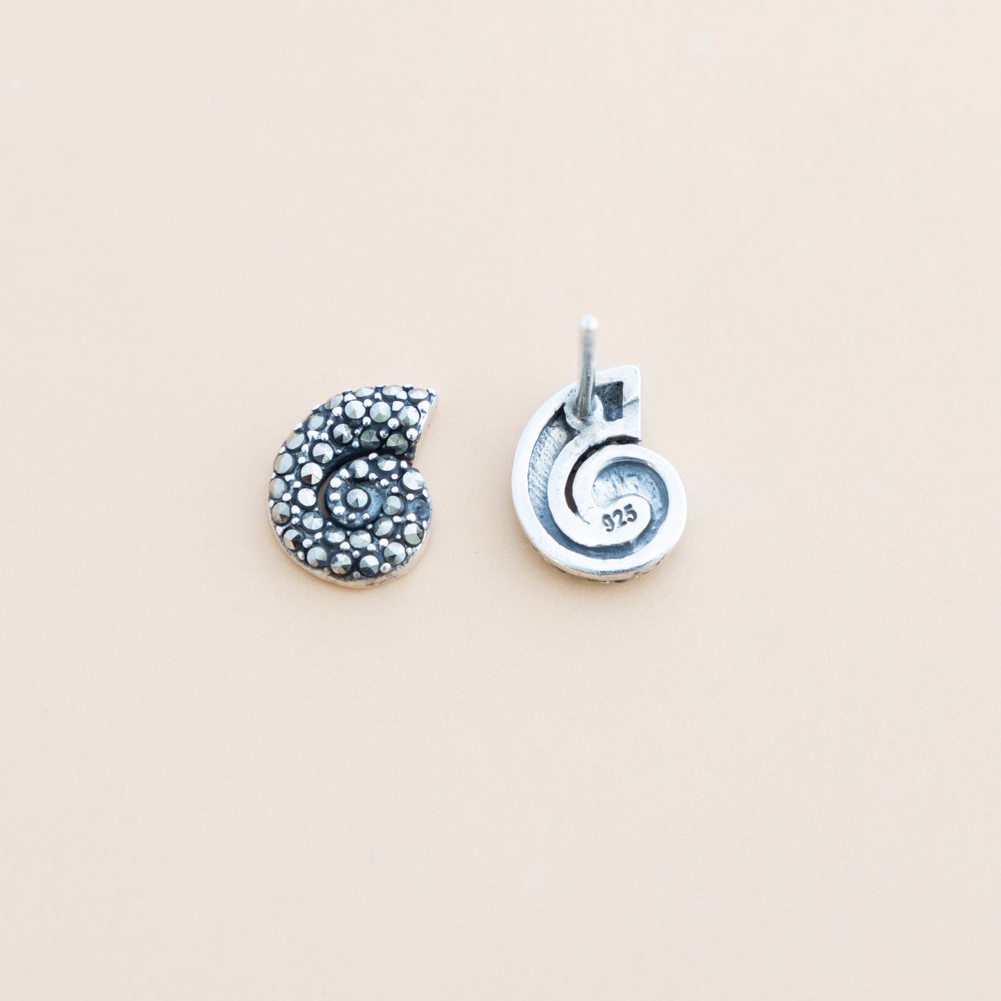 LAST PAIR - Snail Marcasite Studs