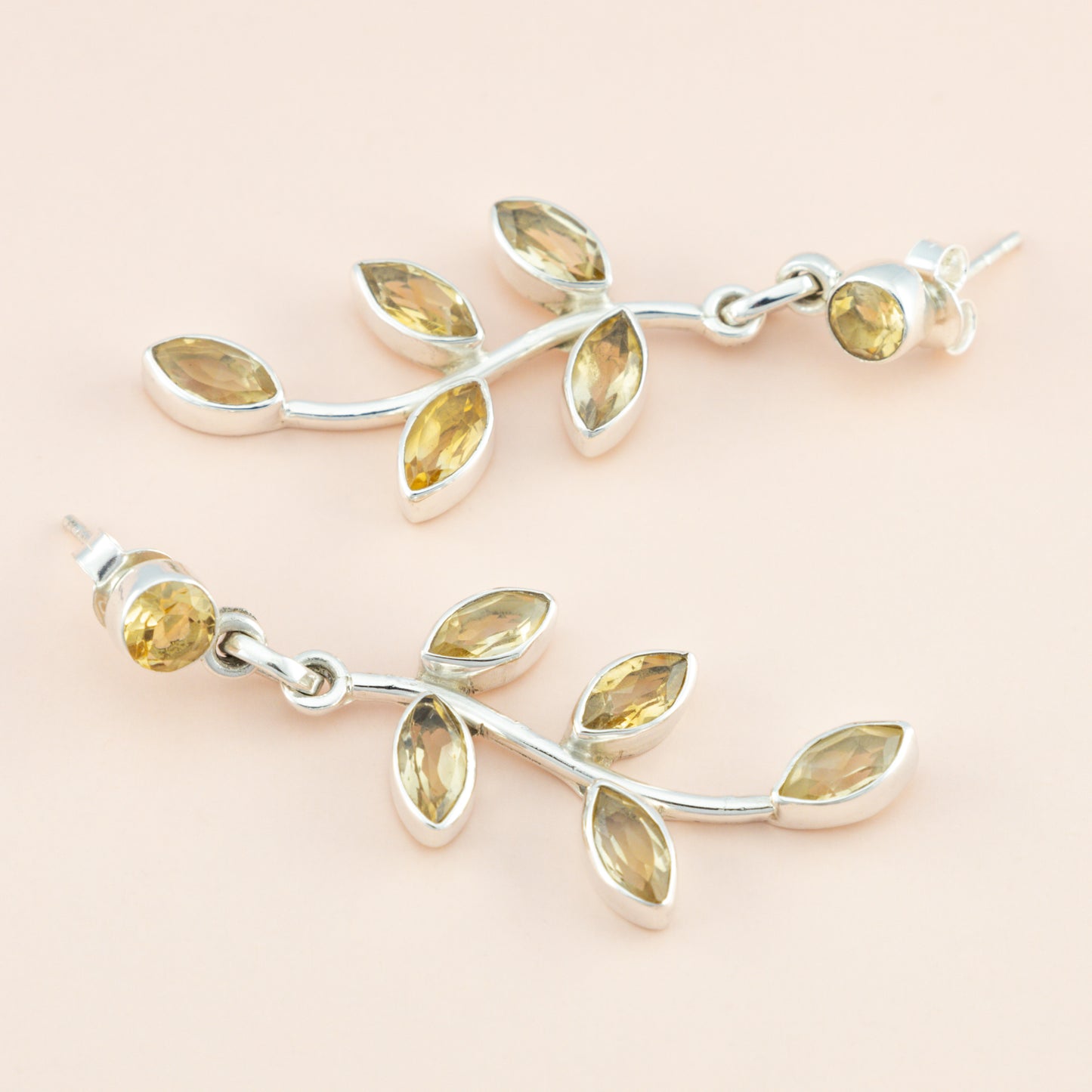 Citrine Leaf Dangle Earrings