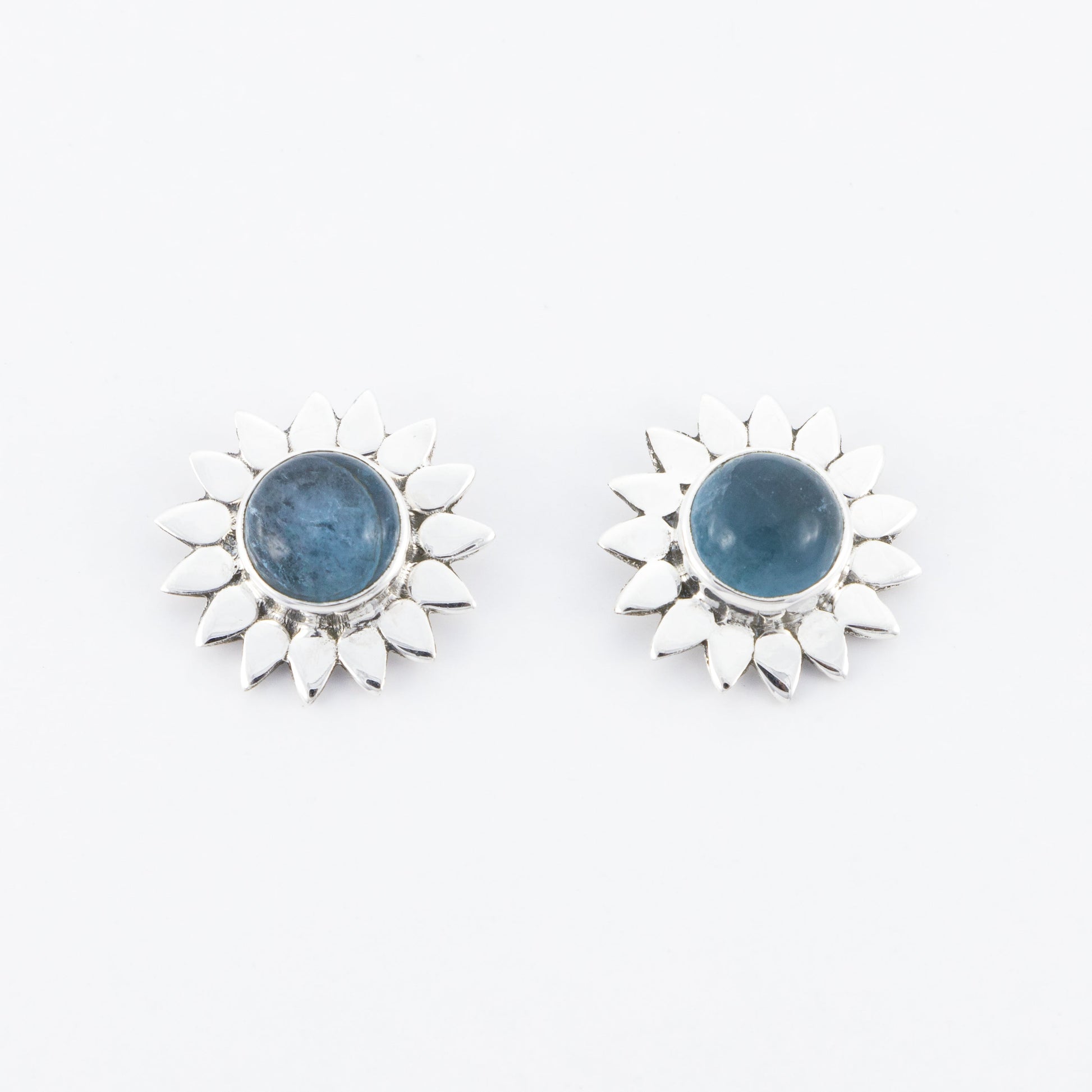 Sterling Silver Apatite Flower Studs - The Silver Alchemist