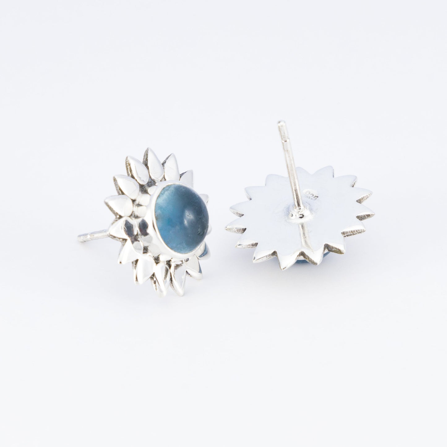 Sterling Silver Apatite Flower Studs - The Silver Alchemist