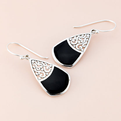 Sterling Silver Black Shell Earrings - The Silver Alchemist