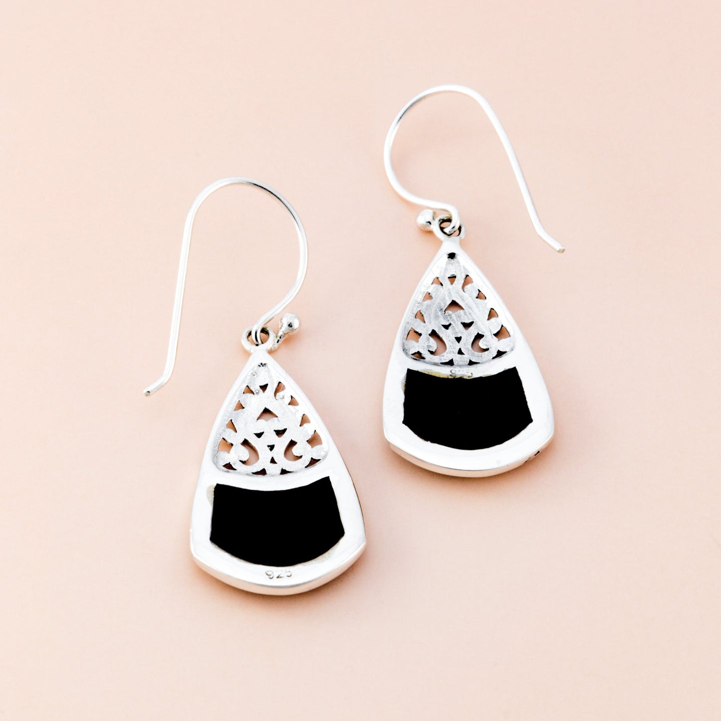 Black Shell Patterned Earrings - The Silver Alchemist