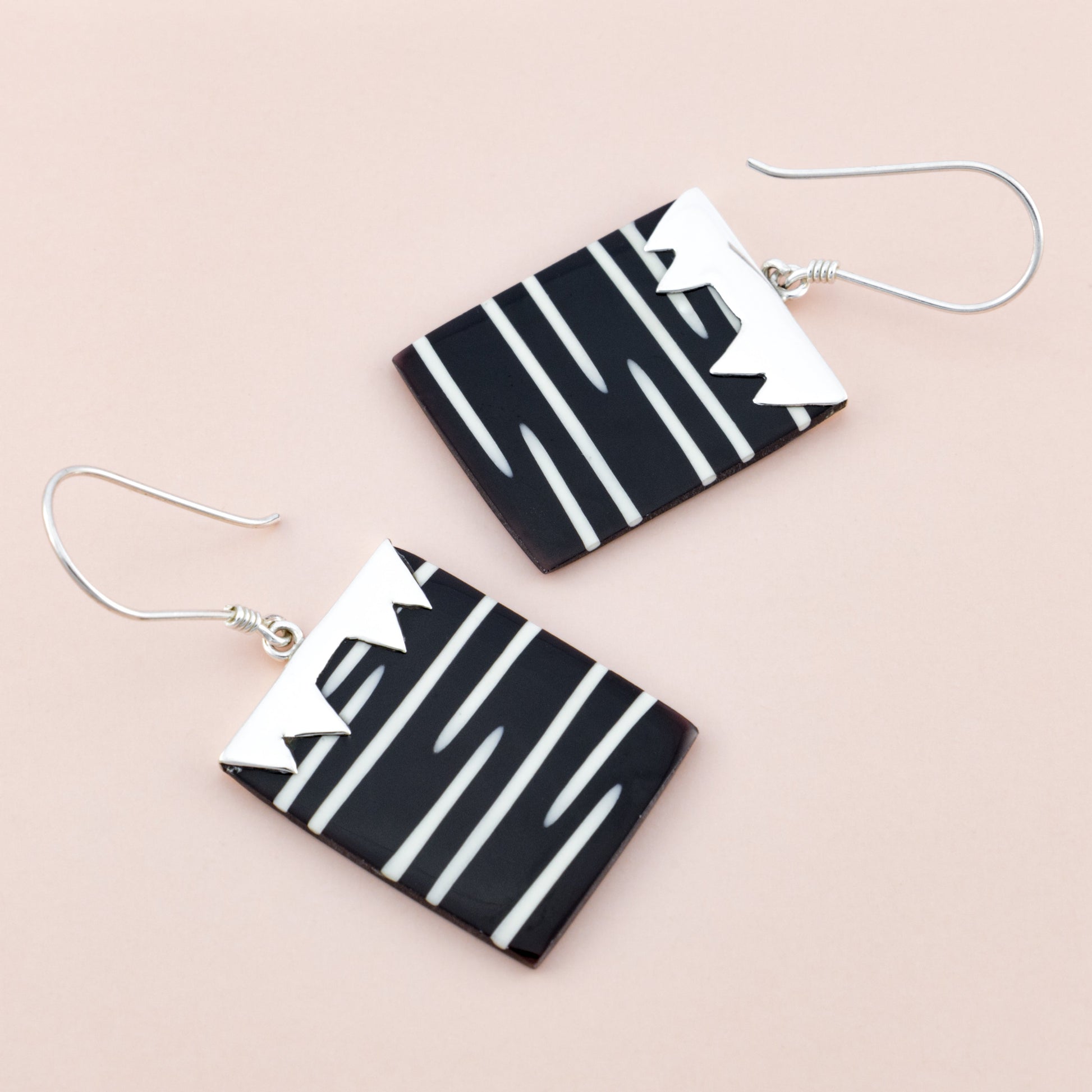 Sterling Silver Black Zebra Shell Earrings - The Silver Alchemist