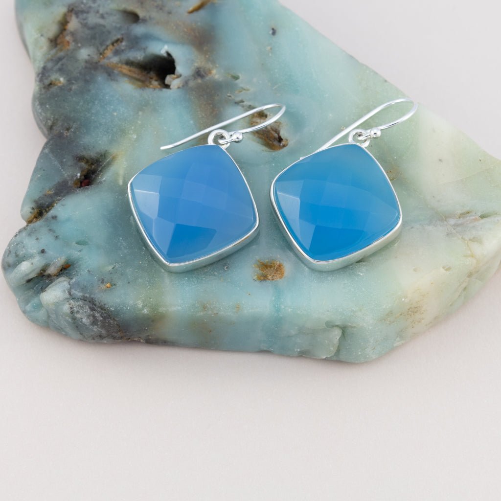 Sterling Silver Blue Chalcedony Gemstone Earrings - The Silver Alchemist