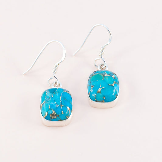 Sterling Silver Blue Copper Turquoise Earrings - The Silver Alchemist