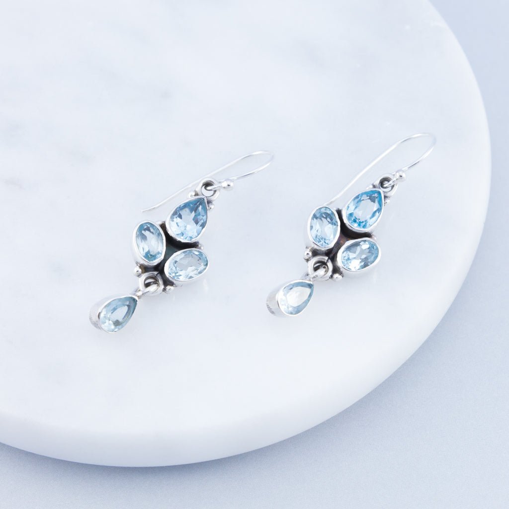 Blue Topaz Gemstone Silver Dangle Earrings The Silver Alchemist