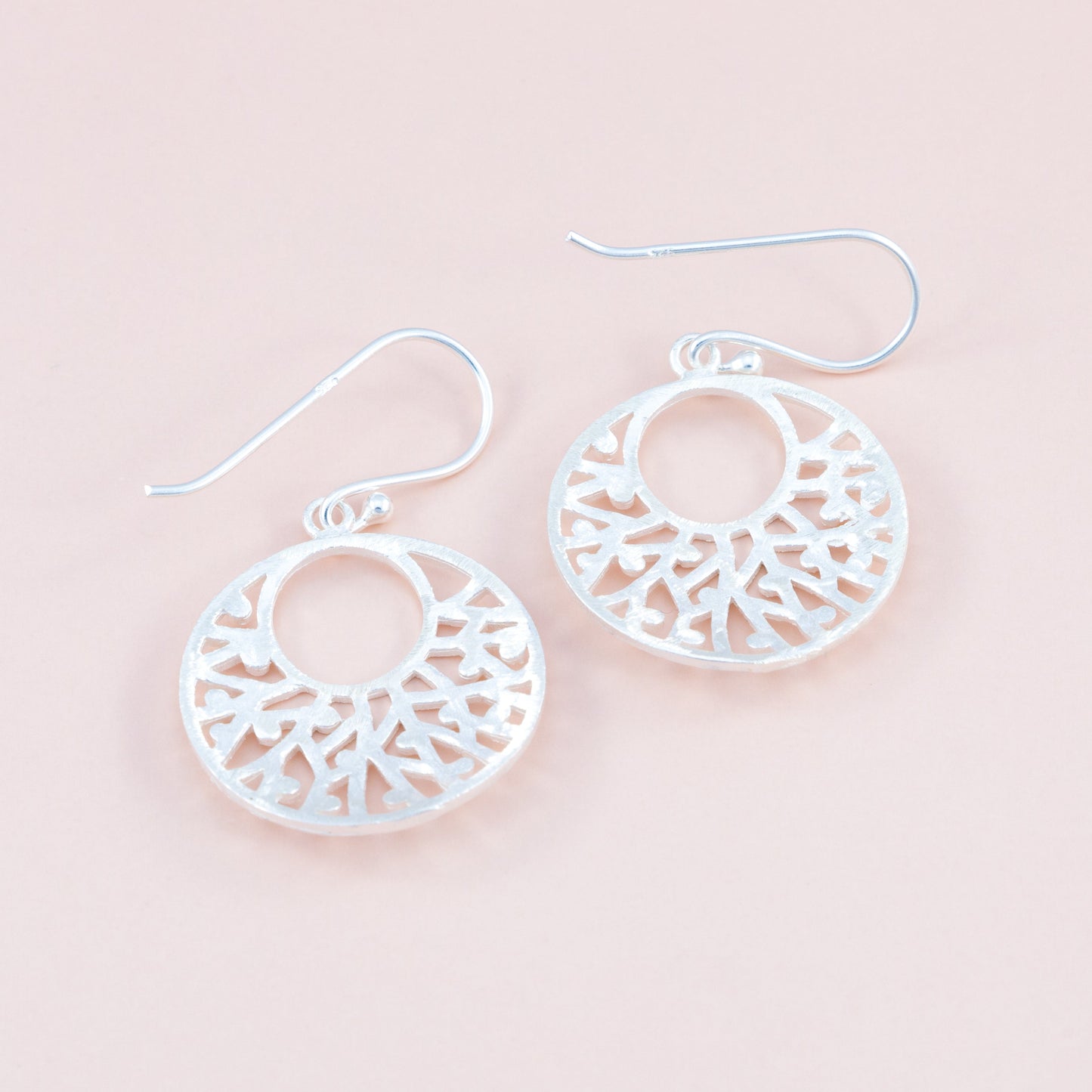 Brushed Filigree Dangle Earrings