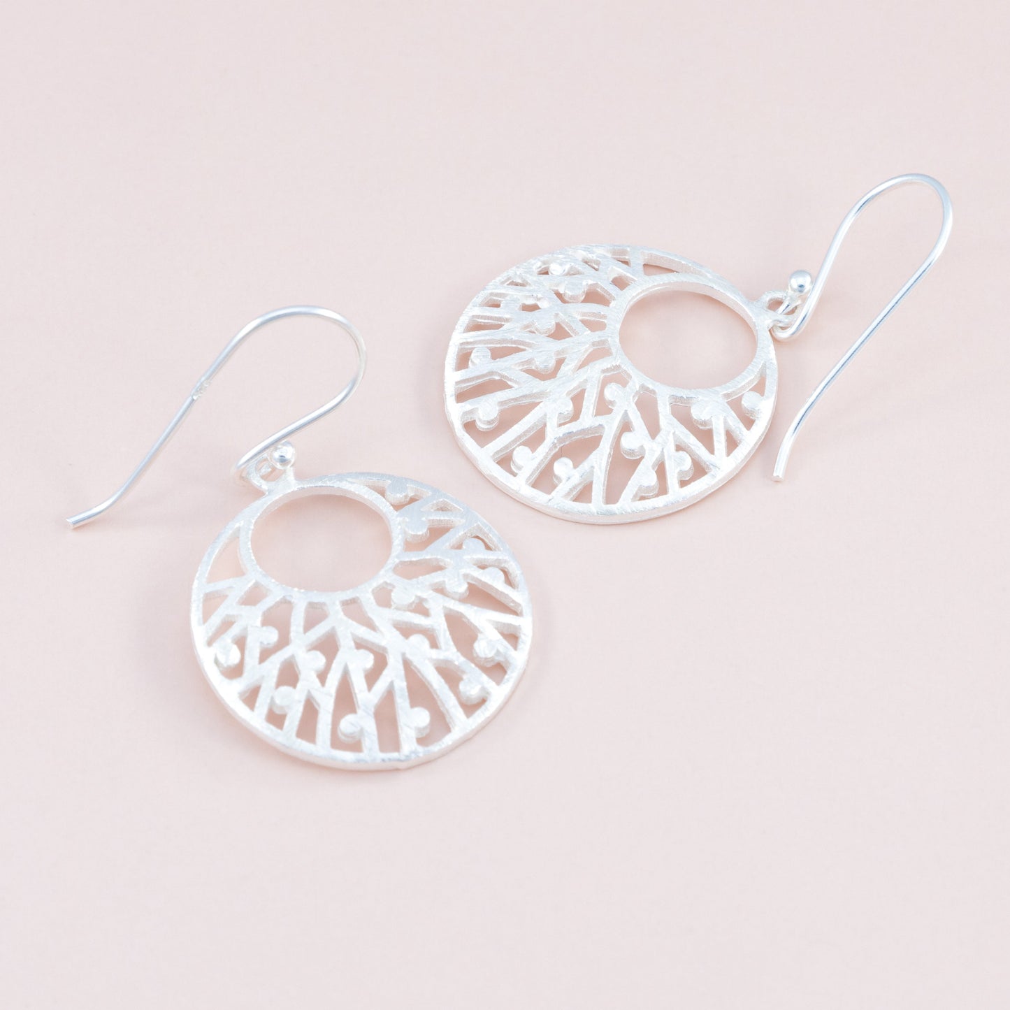 Sterling Silver Brushed Filigree Dangle Earrings - The Silver Alchemist