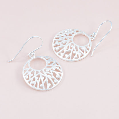 Sterling Silver Brushed Filigree Dangle Earrings - The Silver Alchemist