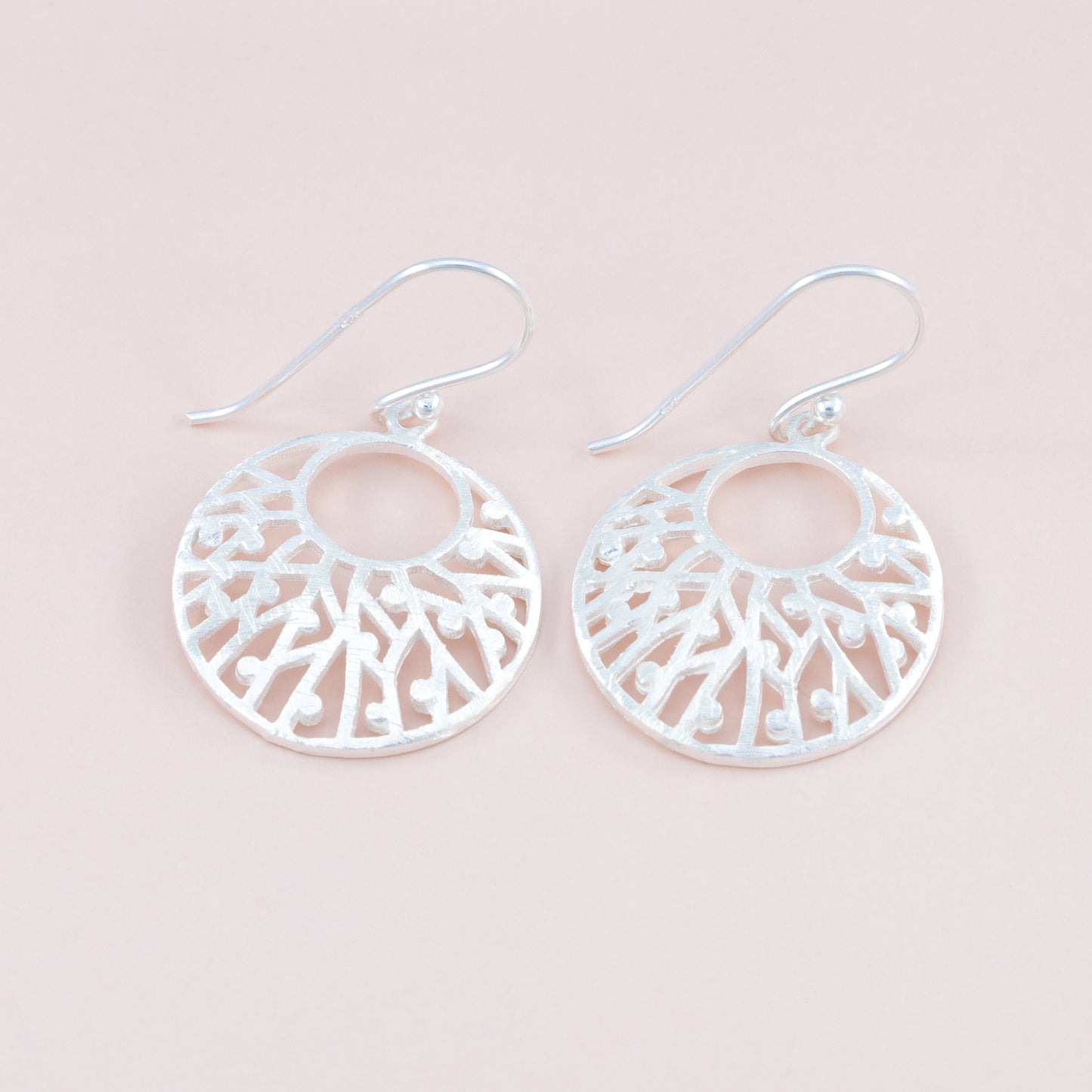 Sterling Silver Brushed Filigree Dangle Earrings - The Silver Alchemist