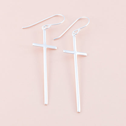 Sterling Silver Cross Drop Earrings - The Silver Alchemist