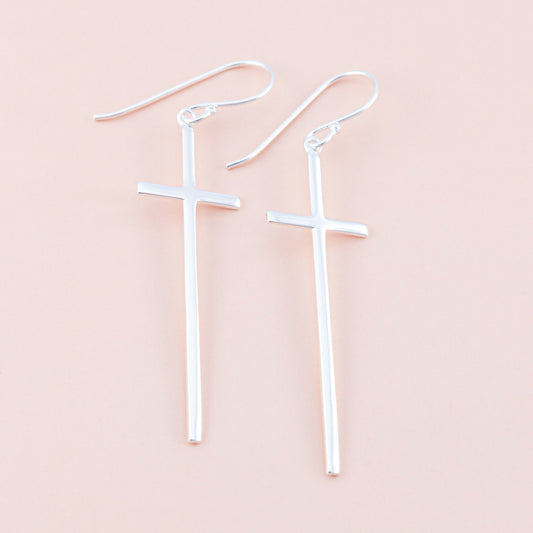 Sterling Silver Cross Drop Earrings - The Silver Alchemist